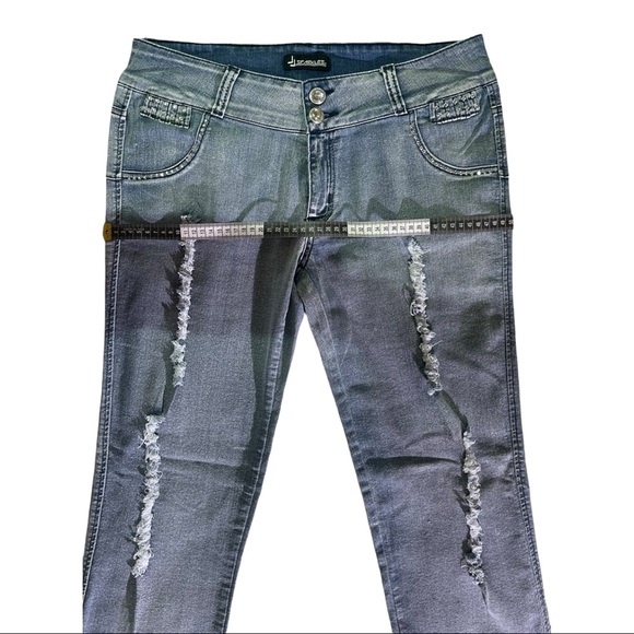 Distressed vintage ripped Jeans with rhinestones, only used once size13 - Picture 2 of 7